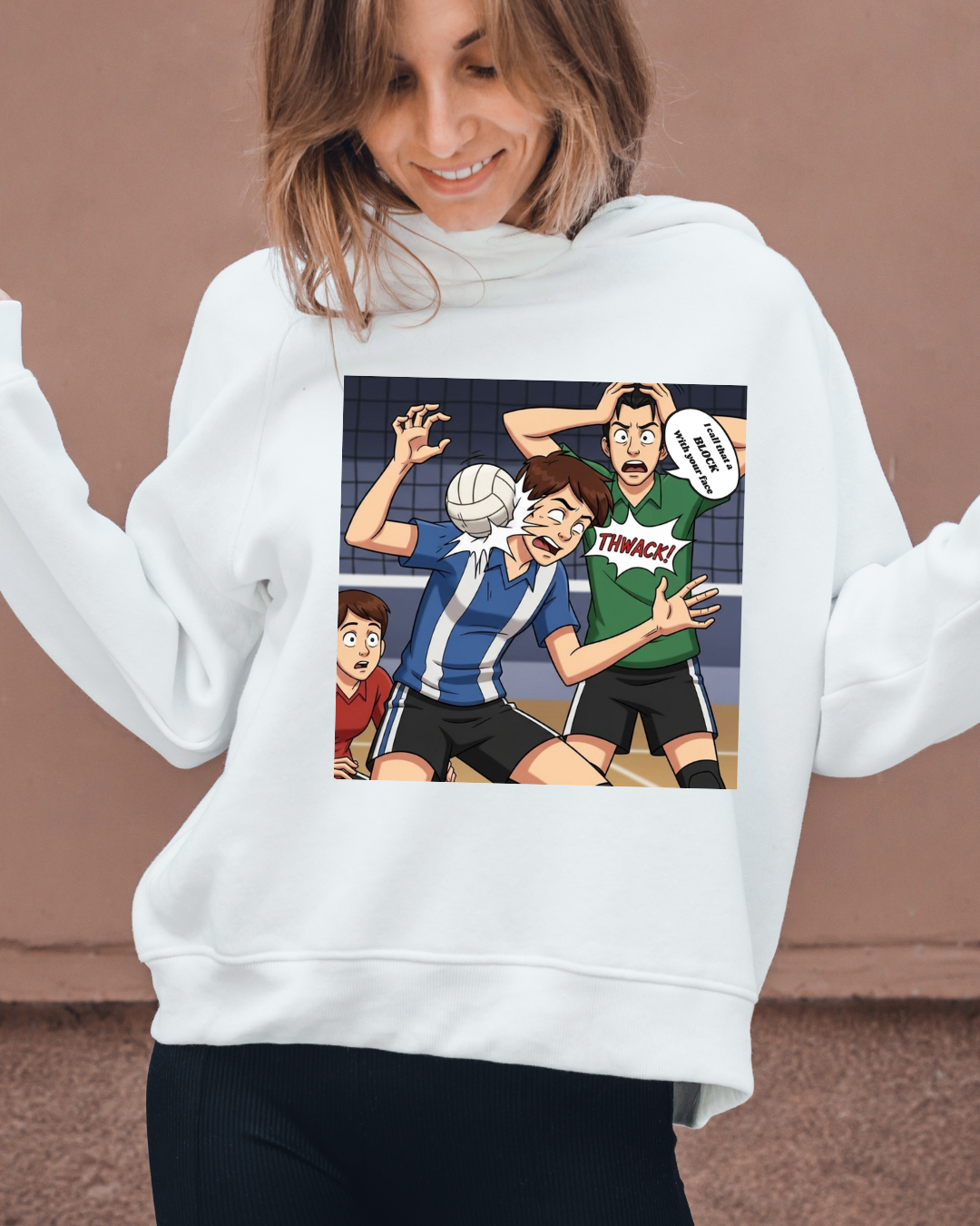 Volleyball Cartoon Long Sleeve Tee, Funny Sports Shirt, Unisex Cotton Tee, Gift for Fans, Game Day Apparel