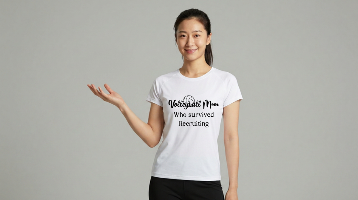 Volleyball Mom T-Shirt — "Who Survived Recruiting"