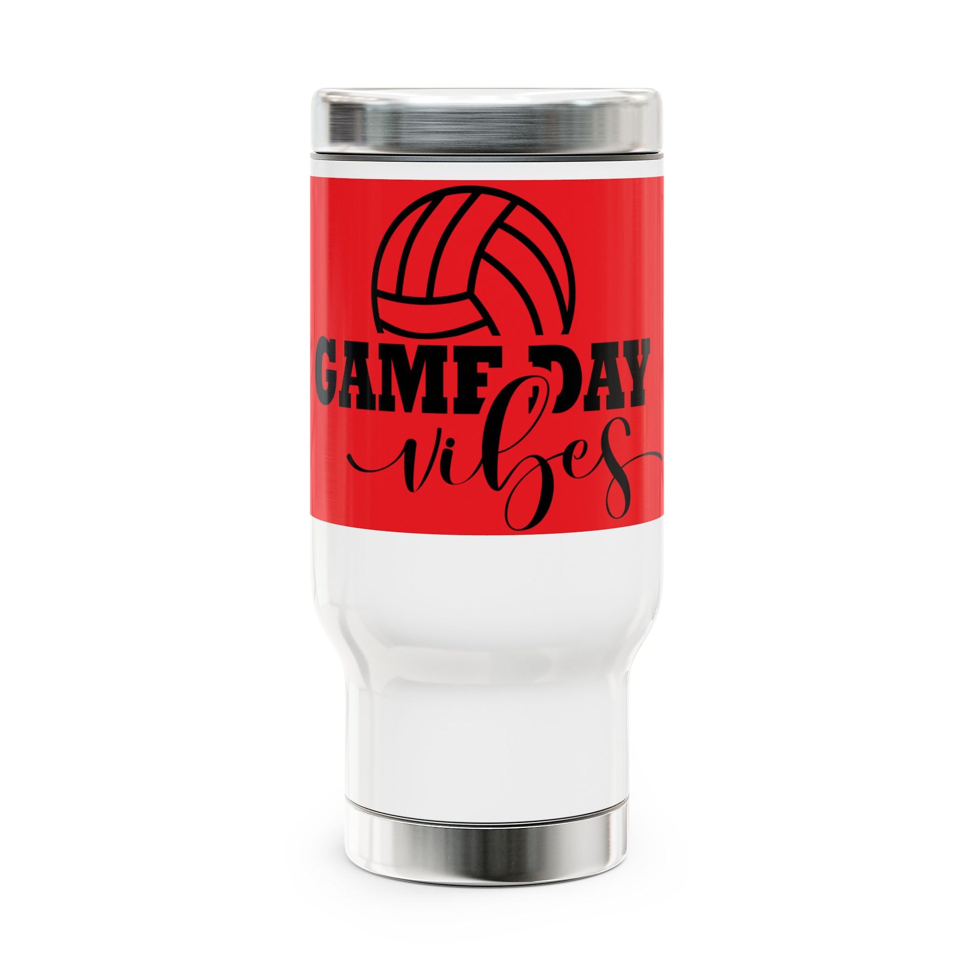 Game Day Vibes Travel Mug, Stainless Steel Cup for Sports Lovers, Perfect for Tailgating, Coffee, Gift for Volleyball Fans, Unique Drinkware