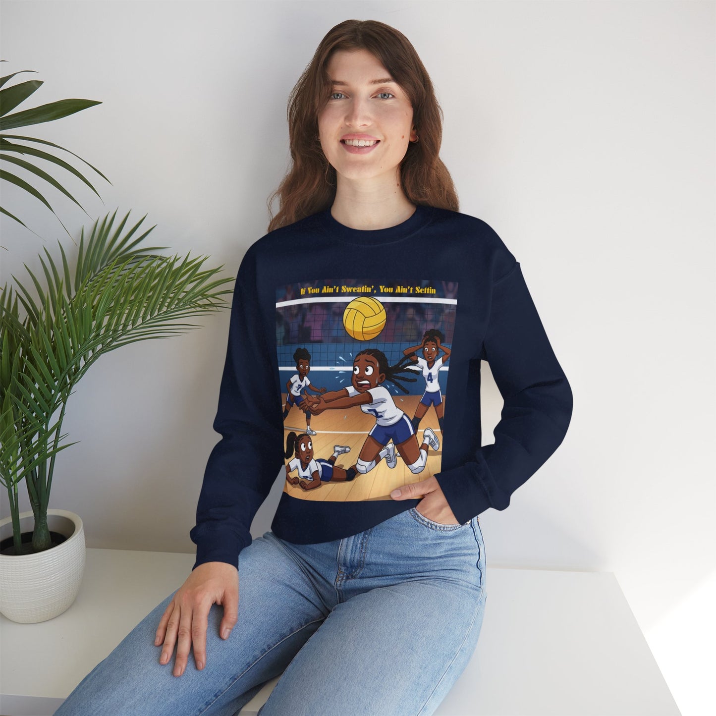 Fun Volleyball Crewneck Sweatshirt, Sports Apparel, Gift for Athletes, Unisex Fashion, Comfortable Casual Wear