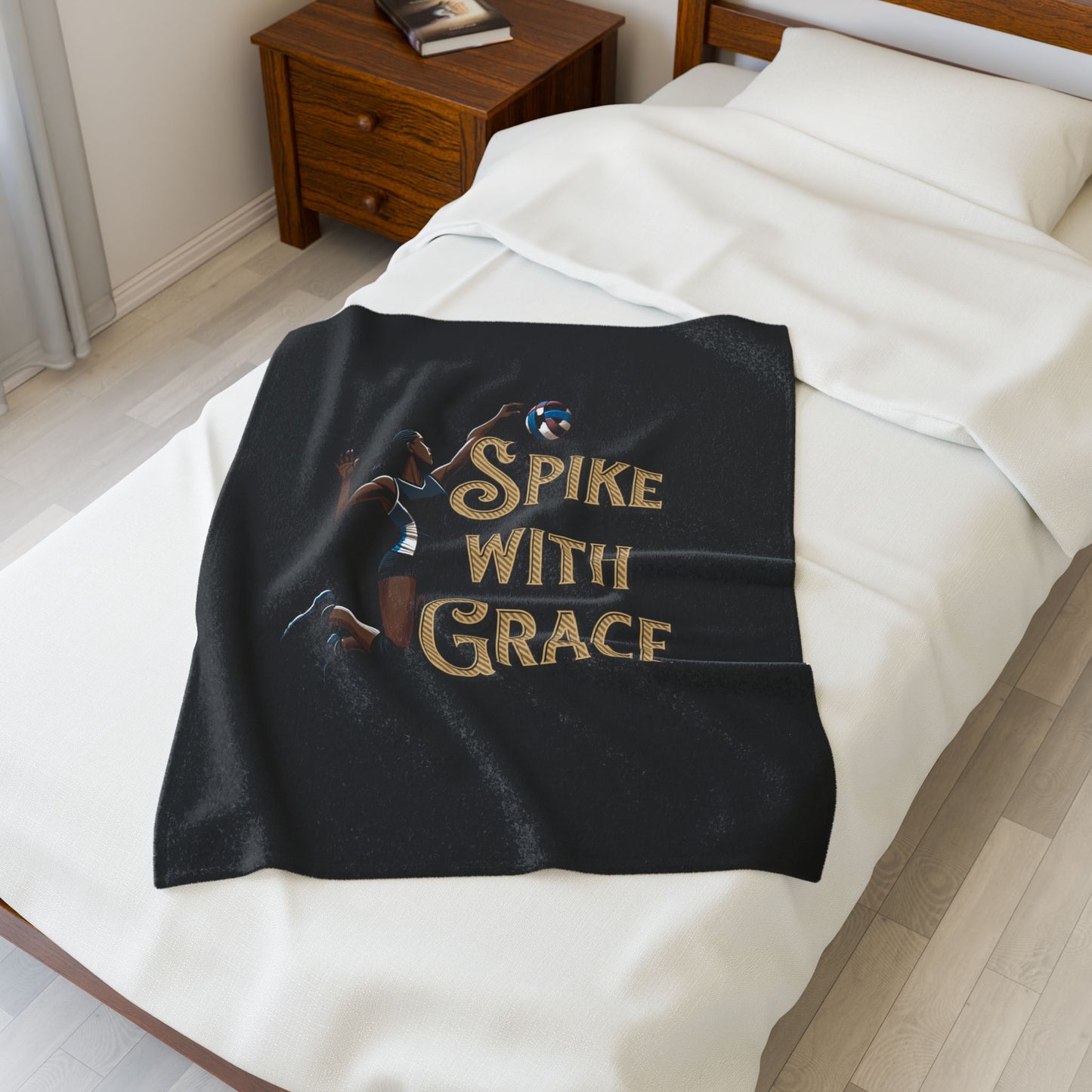 Spike with Grace Volleyball Plush Blanket, Cozy Throw for Sports Lovers, Gift for Athletes, Warm Bedding for Home Decor, Ideal for Game Day