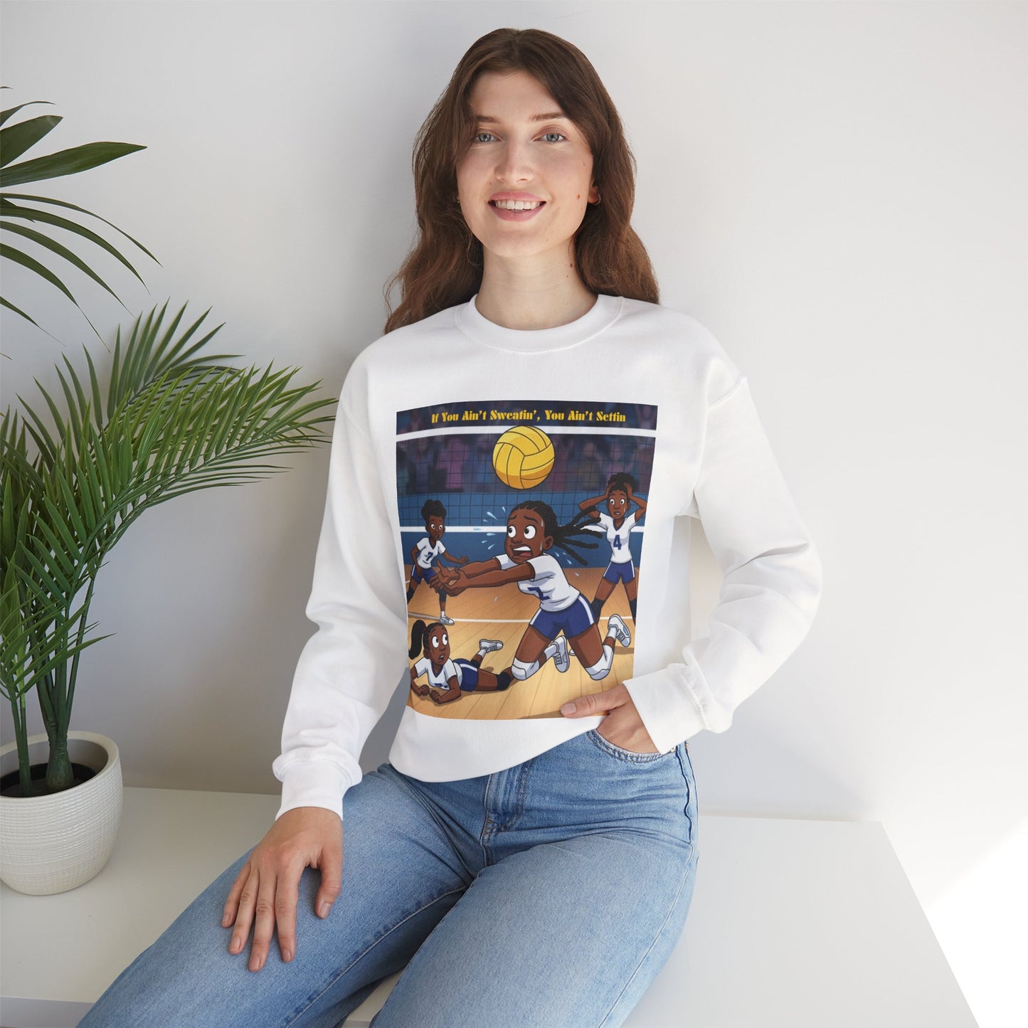 Fun Volleyball Crewneck Sweatshirt, Sports Apparel, Gift for Athletes, Unisex Fashion, Comfortable Casual Wear