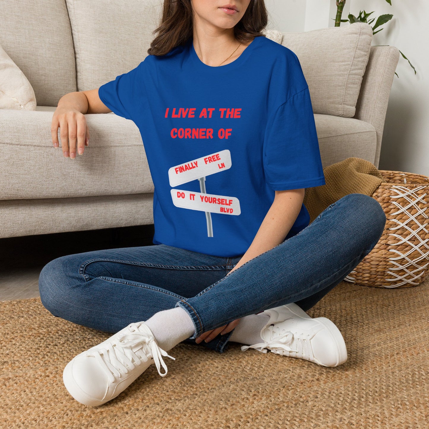 T-Shirt — I Live at the Corner Of | Funny Mental Health / Recovery Road Sign Tee