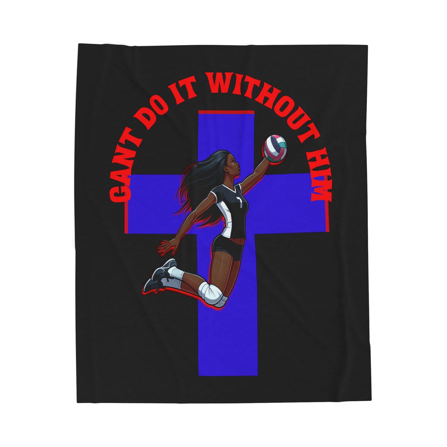 Inspirational Volleyball Blanket, Soft Throw Blanket, Velveteen Blanket for Athletes, Cozy Gift for Sports Lovers, Faith and Sport Decor