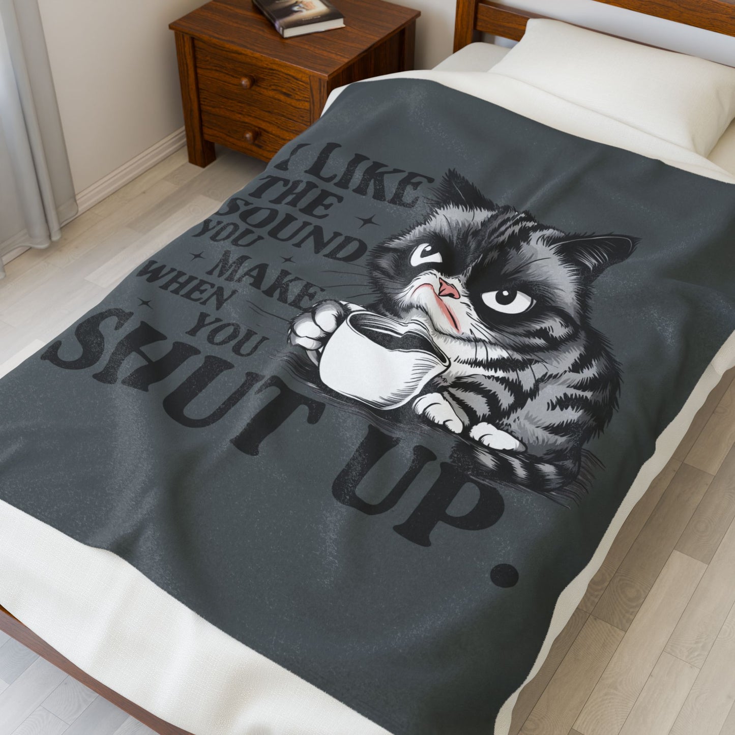 Funny Cat Velveteen Plush Blanket, Cozy Cat Lover Gift, Unique Home Decor, Pet Themed Blanket, Ideal for Relaxing, Gift for Cat Owners