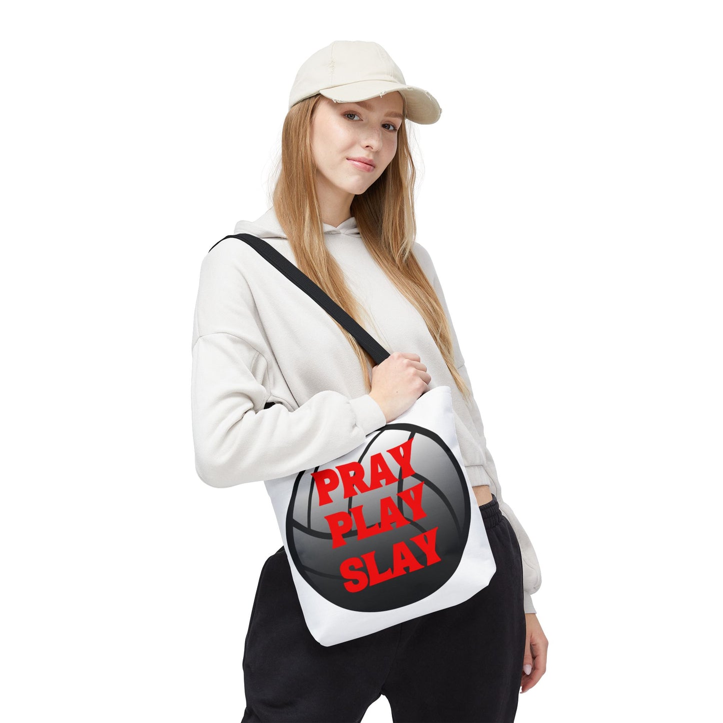 Volleyball Tote Bag - "Pray Play Slay" Graphic, Gym Bag, Sports Accessory, Gift for Players, Tote for Volleyball Lovers