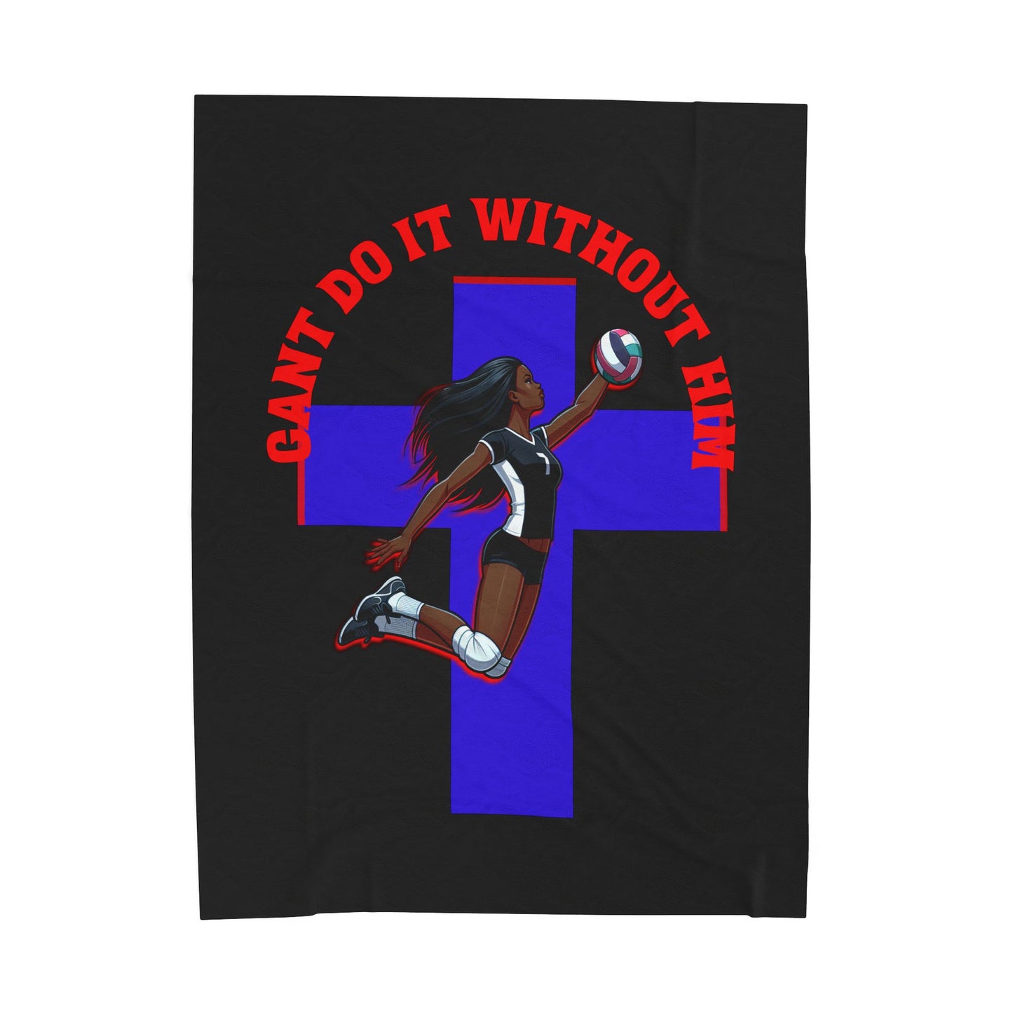 Inspirational Volleyball Blanket, Soft Throw Blanket, Velveteen Blanket for Athletes, Cozy Gift for Sports Lovers, Faith and Sport Decor
