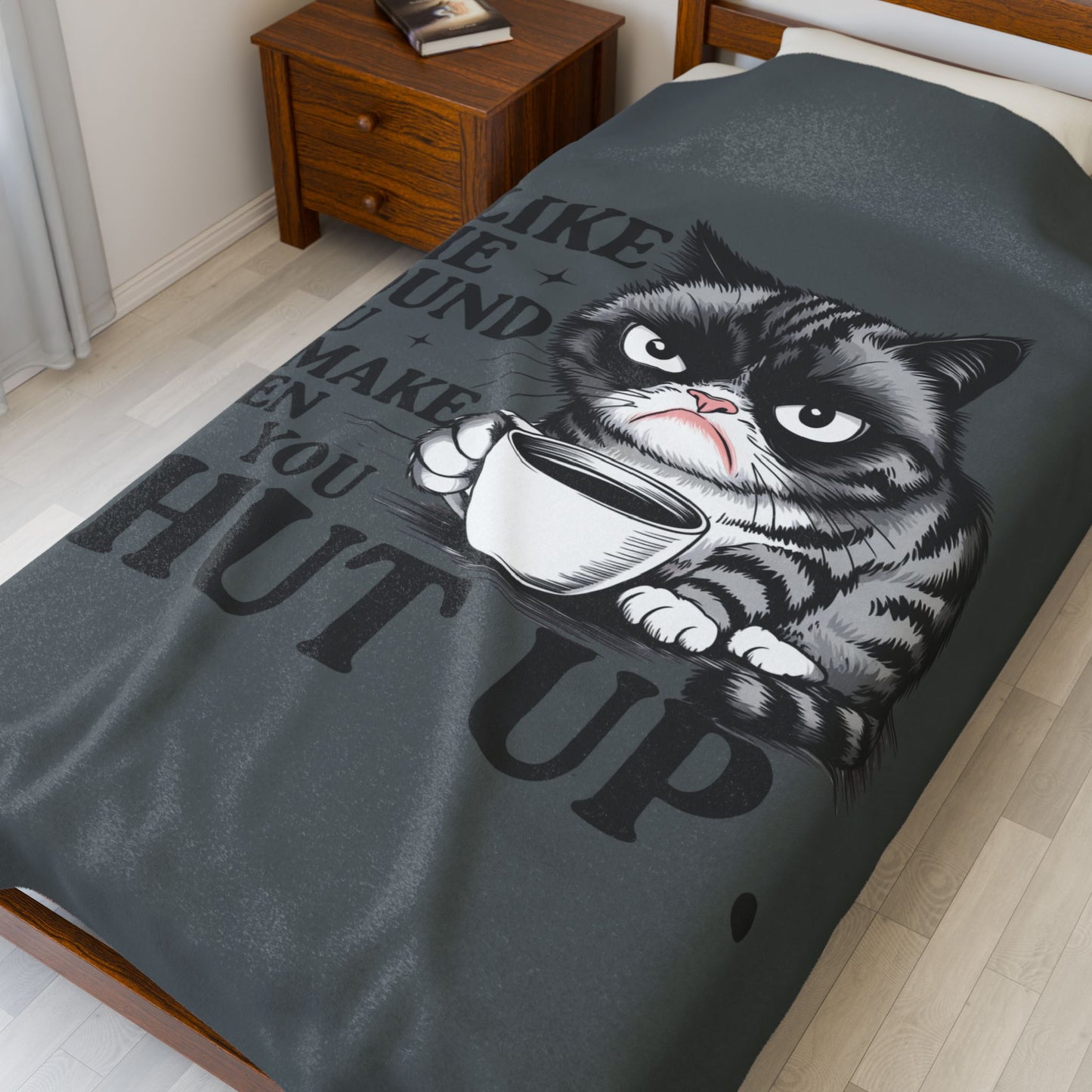 Funny Cat Velveteen Plush Blanket, Cozy Cat Lover Gift, Unique Home Decor, Pet Themed Blanket, Ideal for Relaxing, Gift for Cat Owners