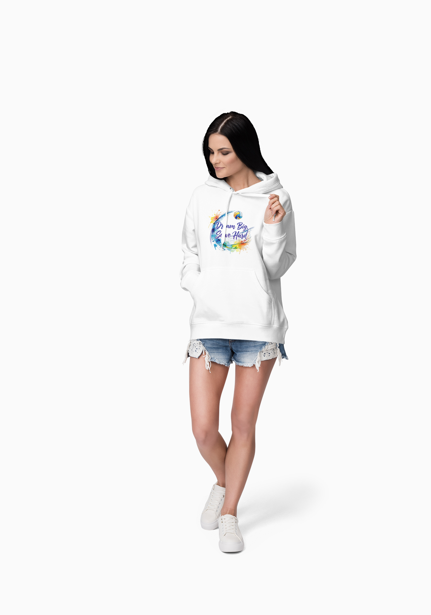 Dream Big Serve Hard Hoodie — Inspirational Rainbow Volleyball Sweatshirt