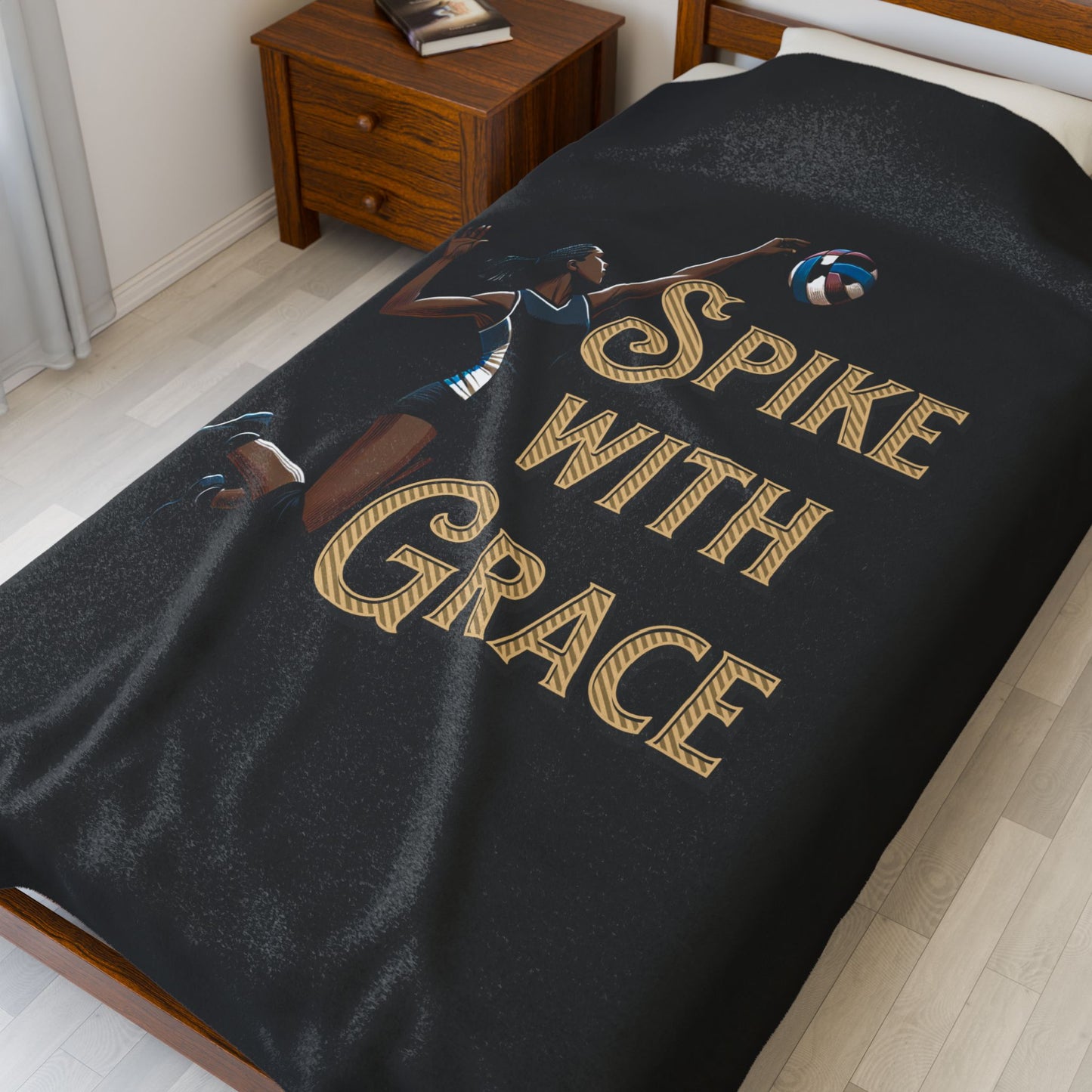 Spike with Grace Volleyball Plush Blanket, Cozy Throw for Sports Lovers, Gift for Athletes, Warm Bedding for Home Decor, Ideal for Game Day
