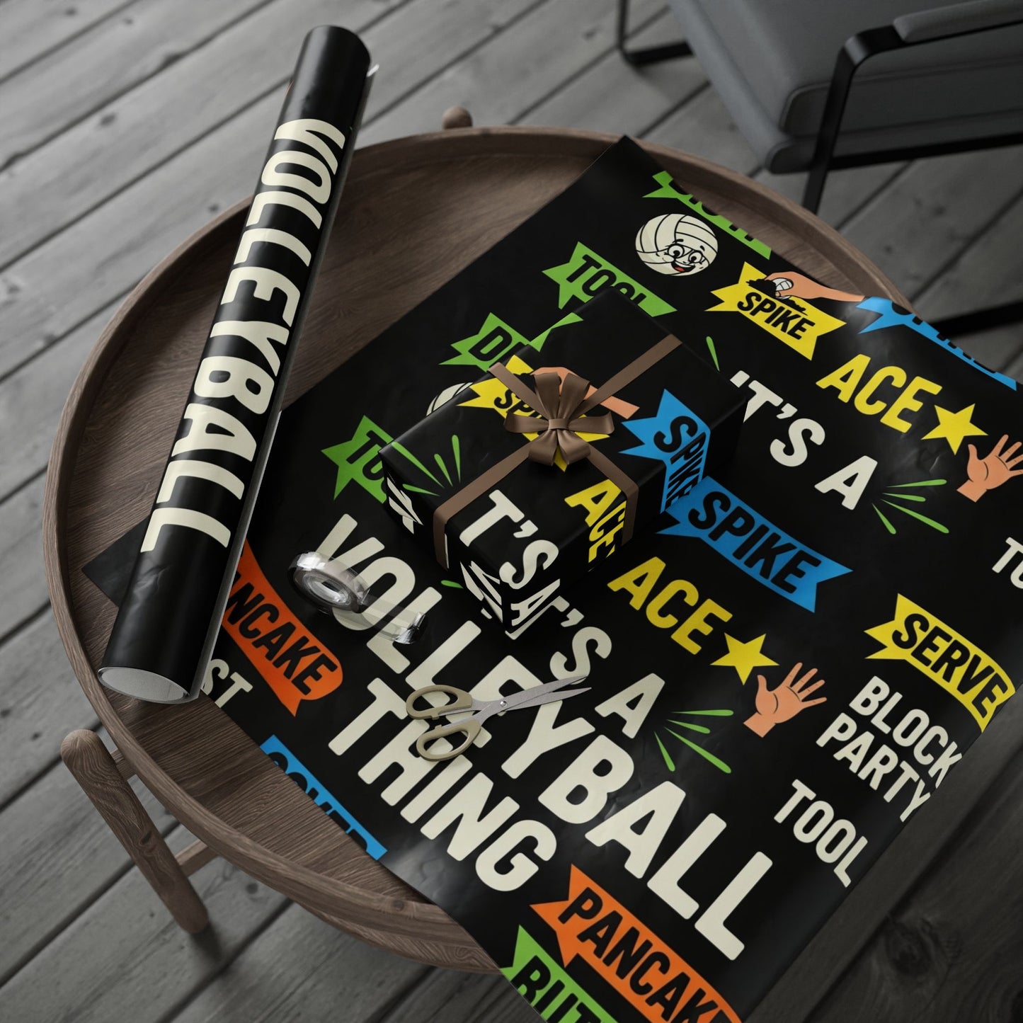 Volleyball-Themed Wrapping Paper Roll - Fun Gift Wrap for Sports Lovers