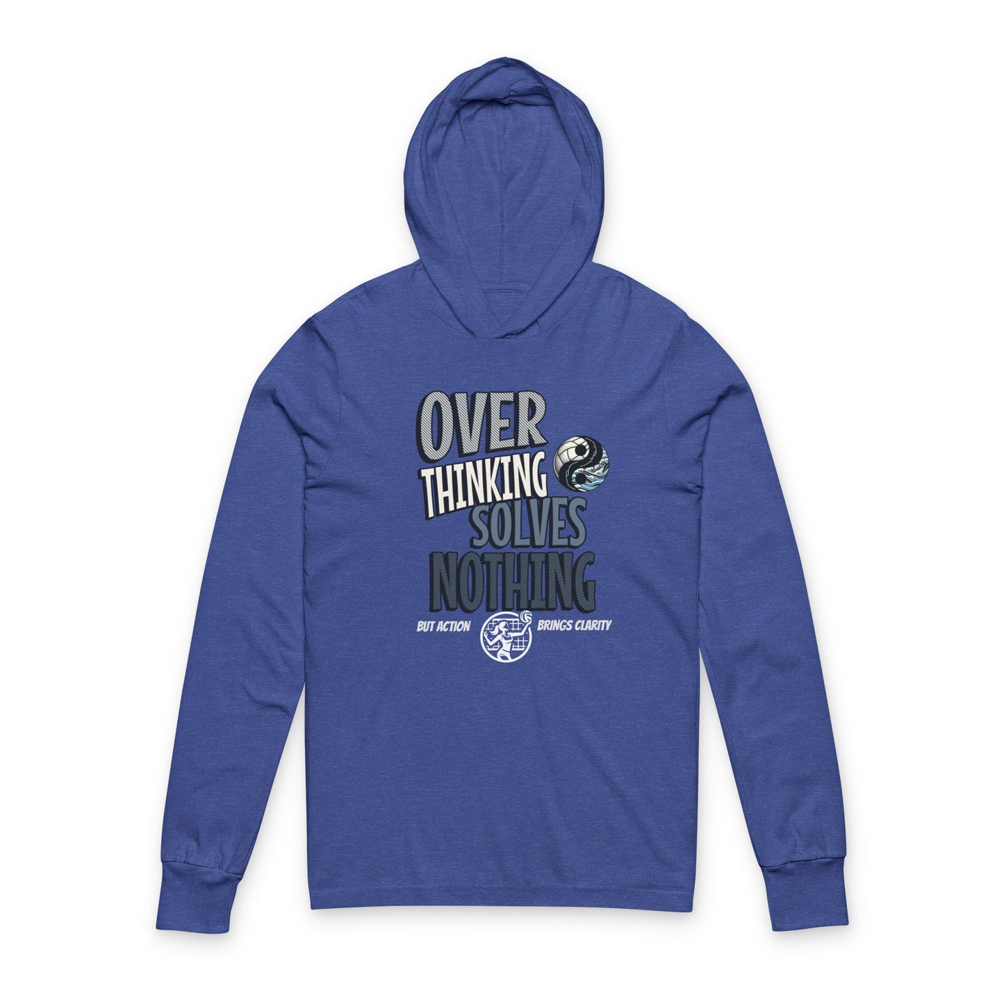 Unisex Hooded Long Sleeve Tee - 'Overthinking Solves Nothing', Thoughtful Gift, Casual Wear, Cozy Hoodie, Self-Care Apparel