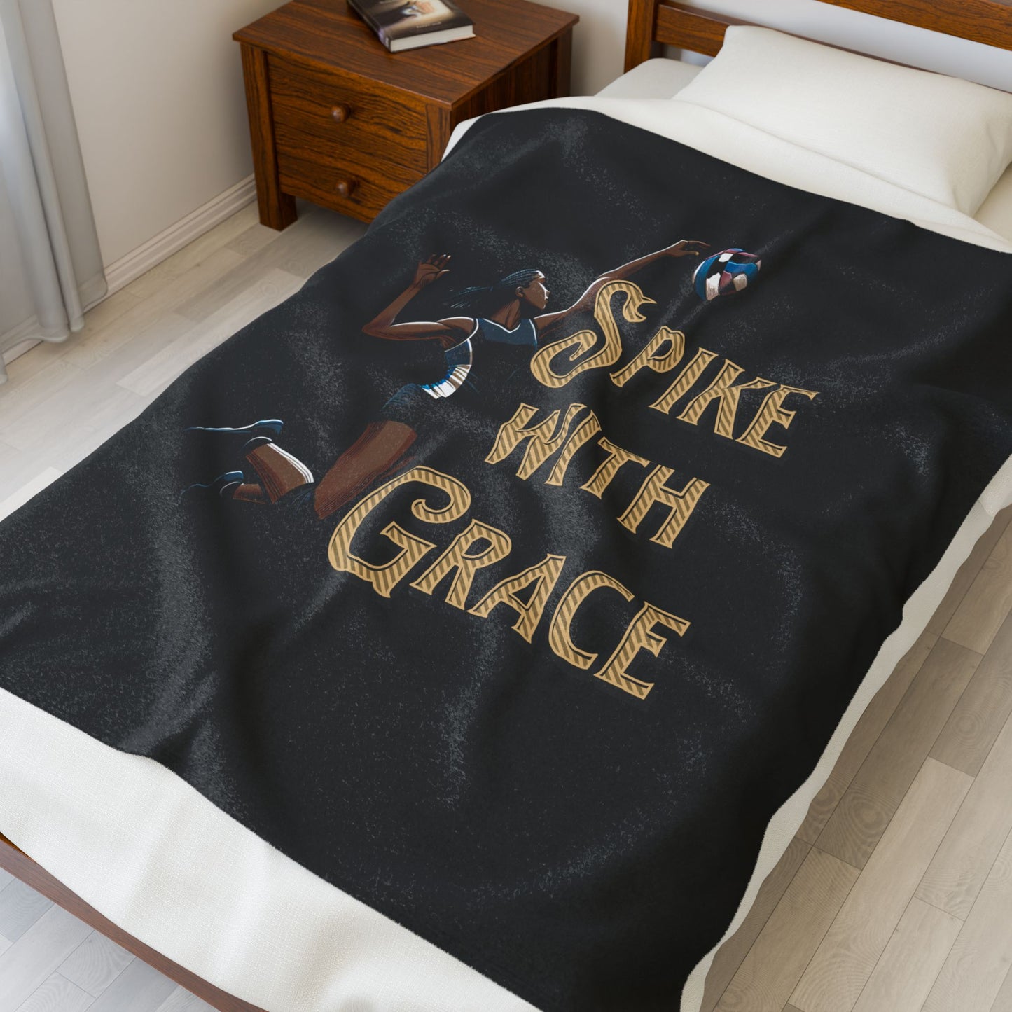 Spike with Grace Volleyball Plush Blanket, Cozy Throw for Sports Lovers, Gift for Athletes, Warm Bedding for Home Decor, Ideal for Game Day