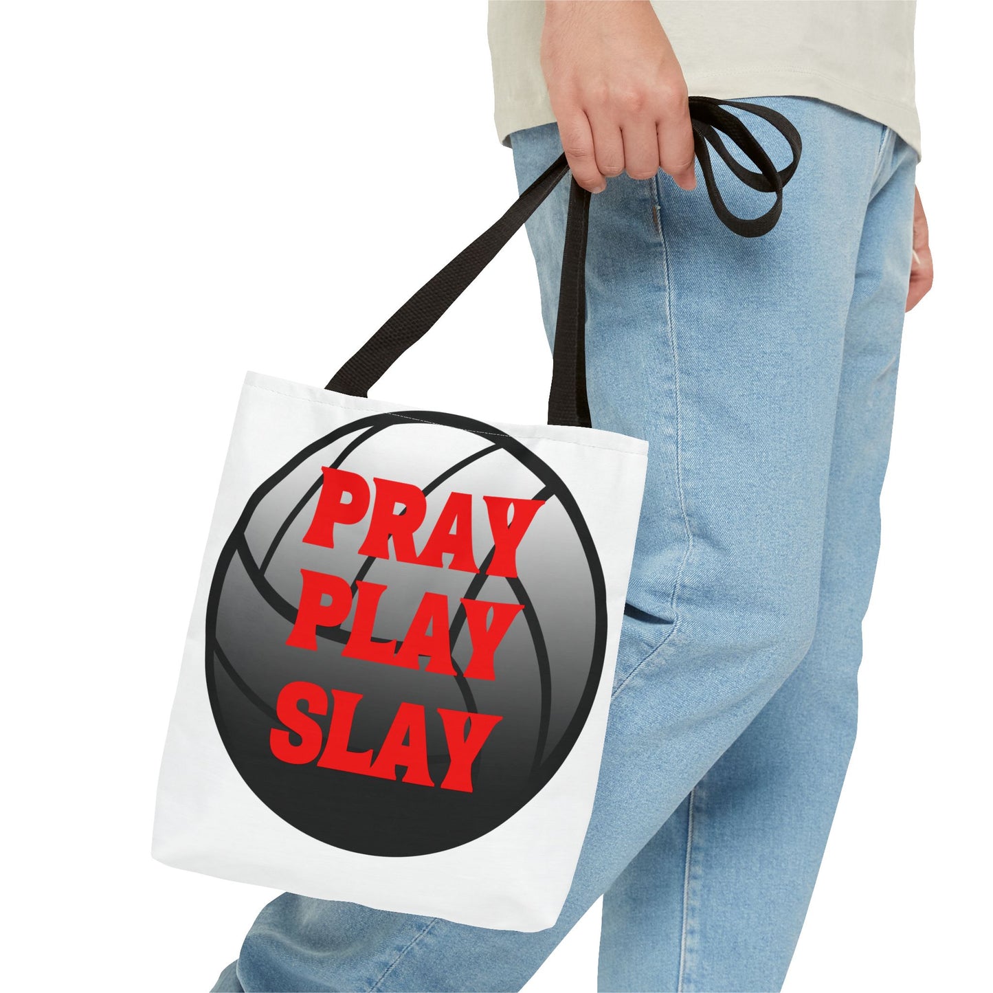Volleyball Tote Bag - "Pray Play Slay" Graphic, Gym Bag, Sports Accessory, Gift for Players, Tote for Volleyball Lovers