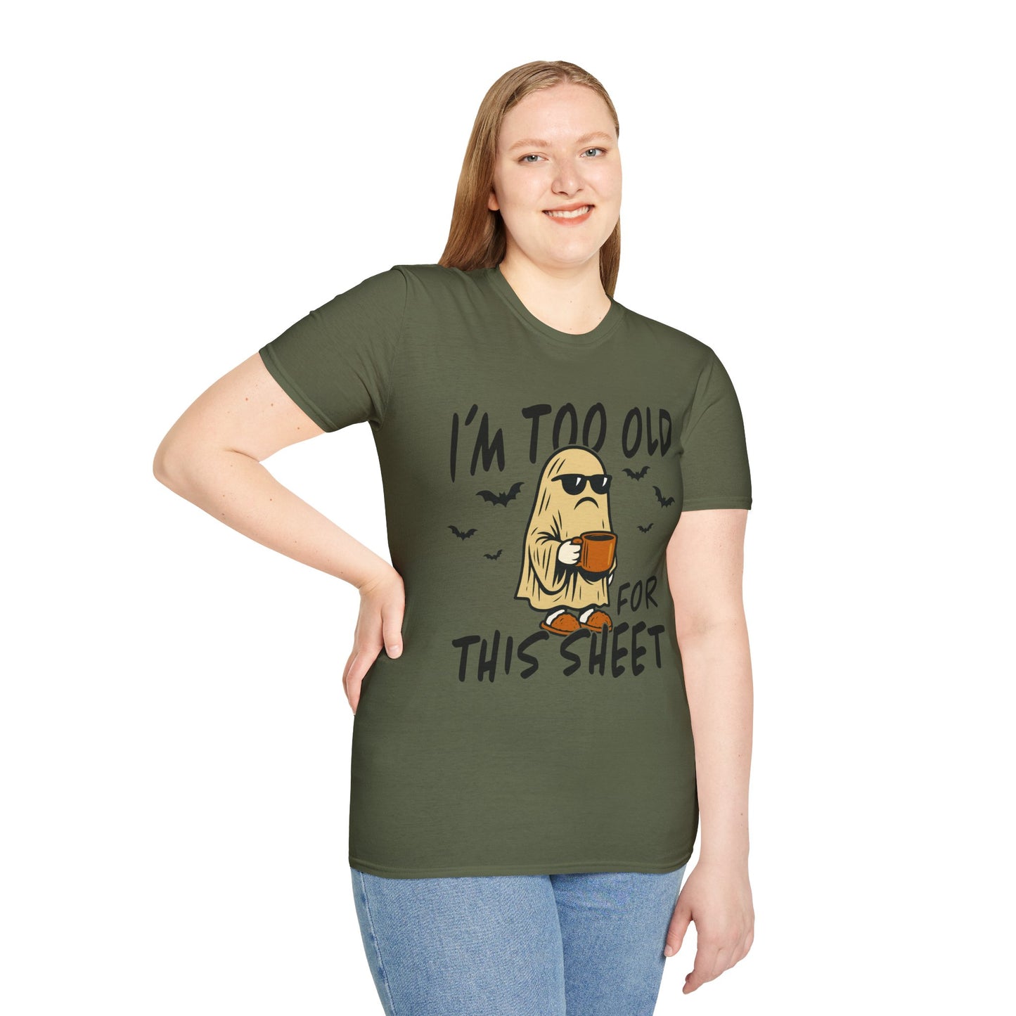 Funny Halloween T-Shirt, I'm Too Old for This Sheet, Unisex Graphic Tee, Spooky Ghost Shirt, Halloween Costume, Casual Wear