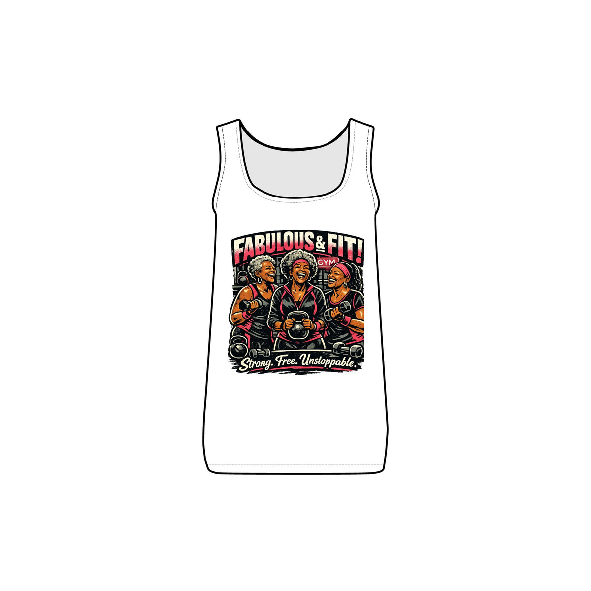 Tank Top — "Fabulous & Fit" Vintage Fitness Graphic for Women
