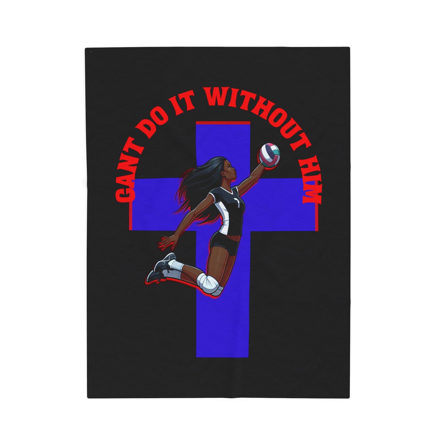 Inspirational Volleyball Blanket, Soft Throw Blanket, Velveteen Blanket for Athletes, Cozy Gift for Sports Lovers, Faith and Sport Decor