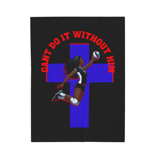 Inspirational Volleyball Blanket, Soft Throw Blanket, Velveteen Blanket for Athletes, Cozy Gift for Sports Lovers, Faith and Sport Decor