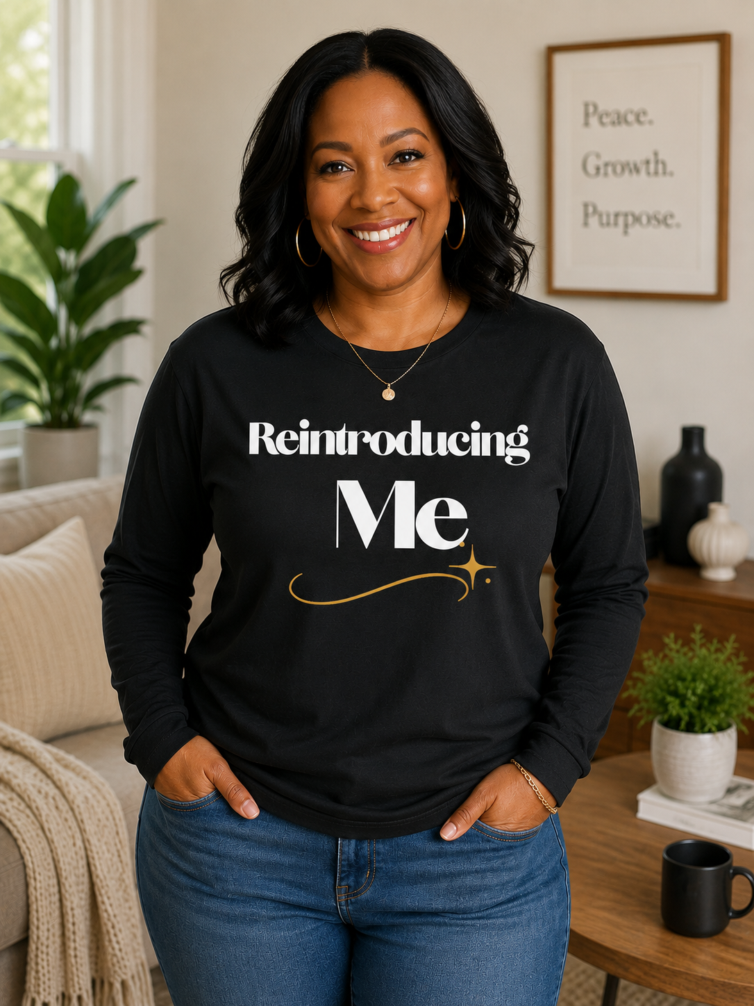 Reintroducing Me Long Sleeve Tee Empowerment Graphic Shirt